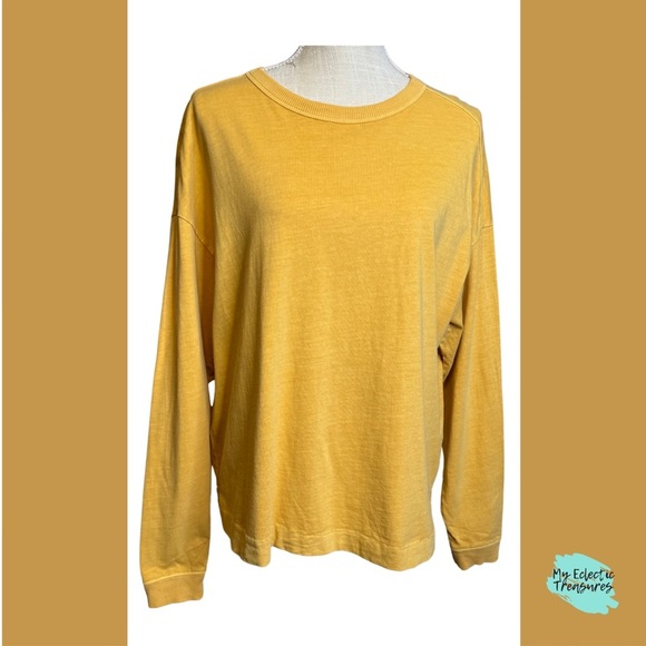 Old Navy Yellow Long Sleeve T-Shirt Sweater Sz Medium - Picture 1 of 9